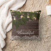 Ivy & String Lights Mason Jar Rustieke boerderij Kussen (Deken)