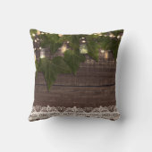 Ivy & String Lights Mason Jar Rustieke boerderij Kussen (Achterkant)