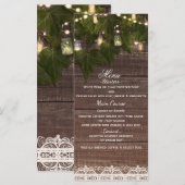 Ivy & String Lights Mason Jar Rustieke Feestmenu Menu (Voorkant / Achterkant)