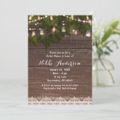 Ivy & String Lights Mason Jar Rustieke Uitnodiging (Staand voorkant)