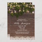 Ivy & String Lights Mason Jar Rustieke Uitnodiging (Voorkant / Achterkant)