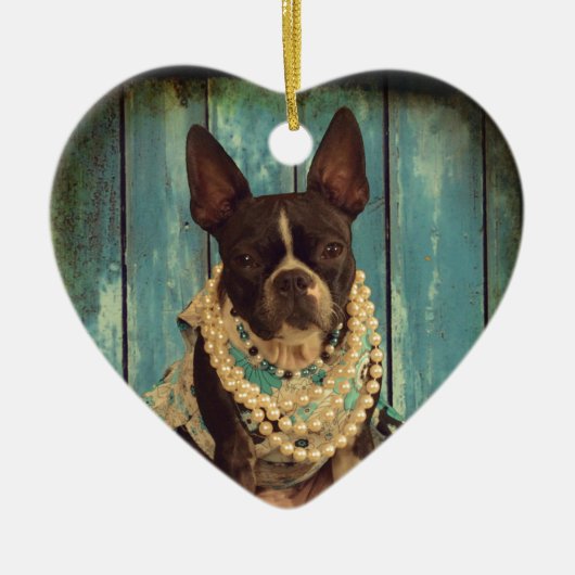 Ivy the Boston Terrier Keramisch Ornament (Voorkant)