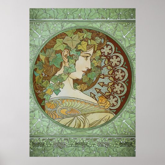 Ivy van Alphonse Mucha Art Nouveau Poster (Voorkant)
