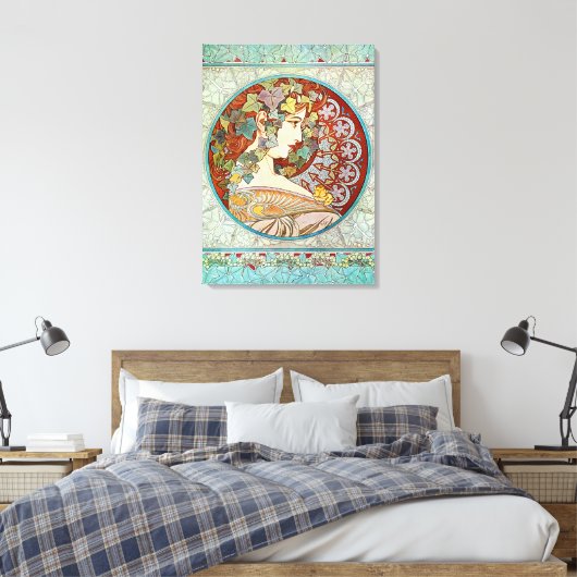 Ivy van Alphonse Mucha Canvas Afdruk (Insitu (Slaapkamer))