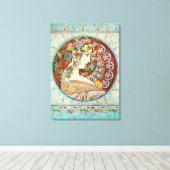 Ivy van Alphonse Mucha Canvas Afdruk (Insitu (Houten vloer))