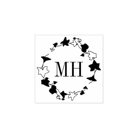 Ivy Wreath gepersonaliseerde Monogram Rubber Stamp Rubberstempel (Afrduk)