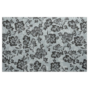 Iwalani  Hawaiian Charcoal Gray Floral Stof