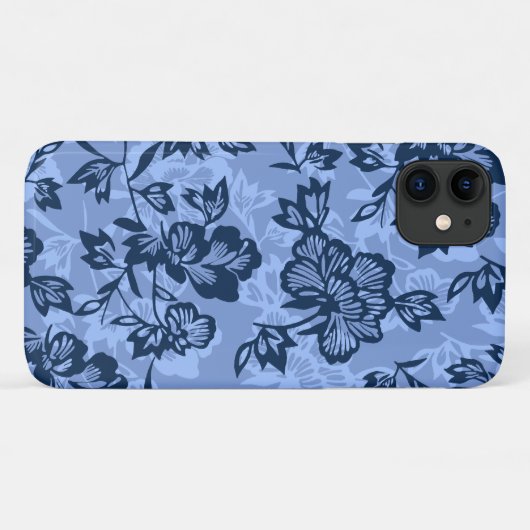 Iwalani  Hawaiian Denim Blue Floral Case-Mate iPhone Case (Achterkant (horizontaal))