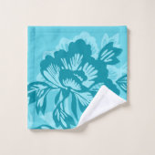 Iwalani  Hawaiian Floral Coordinates-Blauwgroen Bad Handdoek (Wasdoekje)