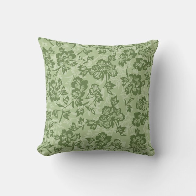 Iwalani Vintage Hawaiaanse Mos Bloemen Kussen (Voorkant)