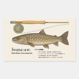 Iwana (Salvelinus leucomaenis) – Japanse Illustrat Rechthoekige Sticker