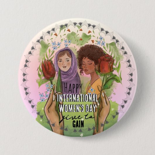 IWD 2026 Give To Gain Mandala Button | Large  (Voorkant)