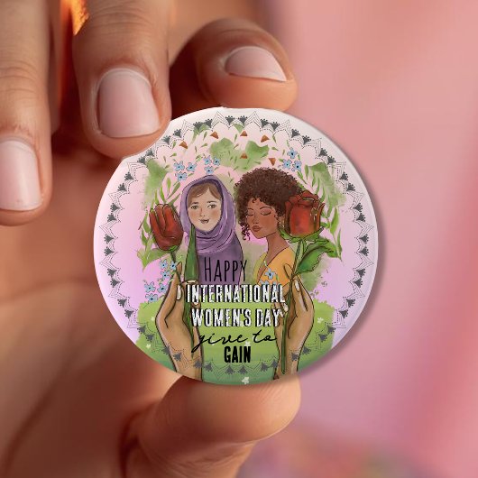 IWD 2026 Give To Gain Mandala Knop | Groot Ronde Button 7,6 Cm