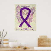 IWD Awareness Ribbon Paars Angel Poster Art Print (Keuken)