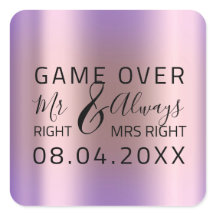 ìWedding Mr Right Mrs Right Game Over Paars