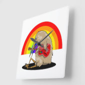 IWI die akoestische gitaar speelt Vierkante Klok (Hoek)