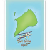 Iwo Jima Japan-eilandkaart Sticker (Voorkant)