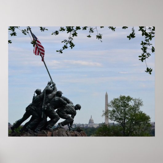 Iwo Jima Marines Memorial Monument in Arlingon, VA Poster (Voorkant)