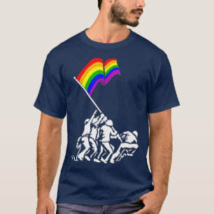 Iwo Jima Pride Flag Gift LGB Rechten van de Milita T-shirt