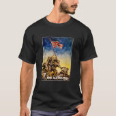Iwo Jima Retro WW2 Amerikaanse vlag Raising T Shir T-shirt (Voorkant)
