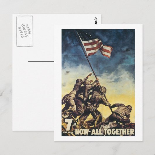 Iwo Jima vlag die kleuroorlog grafisch maakt Briefkaart (Voorkant / Achterkant)
