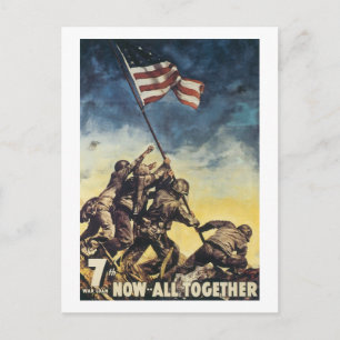 Iwo Jima vlag die kleuroorlog grafisch  maakt Briefkaart