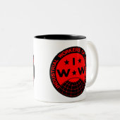 IWW Logo, Wobblies - Een grote EU-koffie-Mok Tweekleurige Koffiemok (Voorkant rechts)
