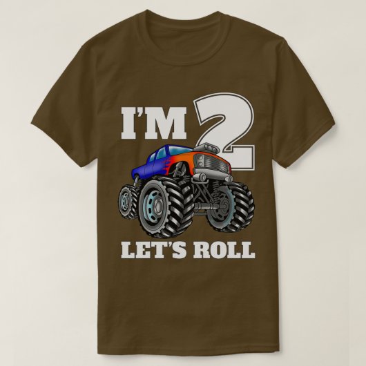 Ix27m 2 Letx27s Roll Monster Truck 2e verjaardag B T-shirt (Design voorkant)