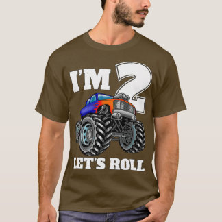 Ix27m 2 Letx27s Roll Monster Truck 2e verjaardag B T-shirt
