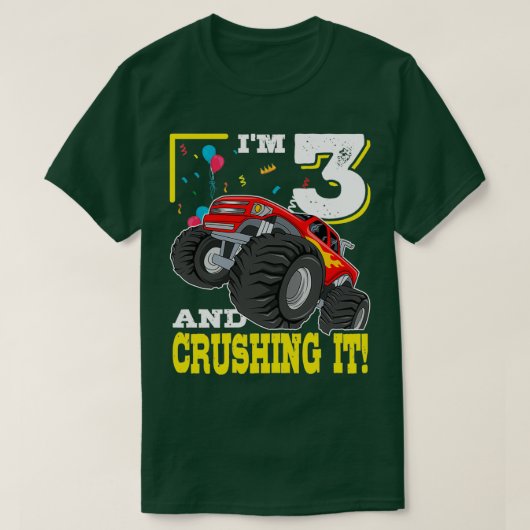 Ix27m 3 en druk het Monster Truck 3rd Birthday T-shirt (Design voorkant)