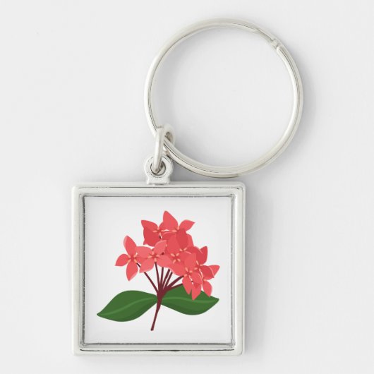 Ixora Coccinea, bloem van Maha Sarakham Sleutelhanger (Voorkant)