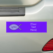 IXOYE Christelijk vissymbool - Blauw perkament Bumpersticker (Op auto)