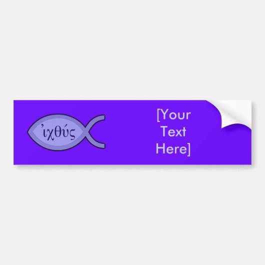 IXOYE Christelijk vissymbool - Blauw perkament Bumpersticker (Voorkant)