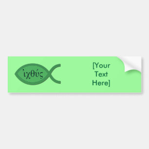 IXOYE Christelijk Vissymbool - Groen Pergament Bumpersticker