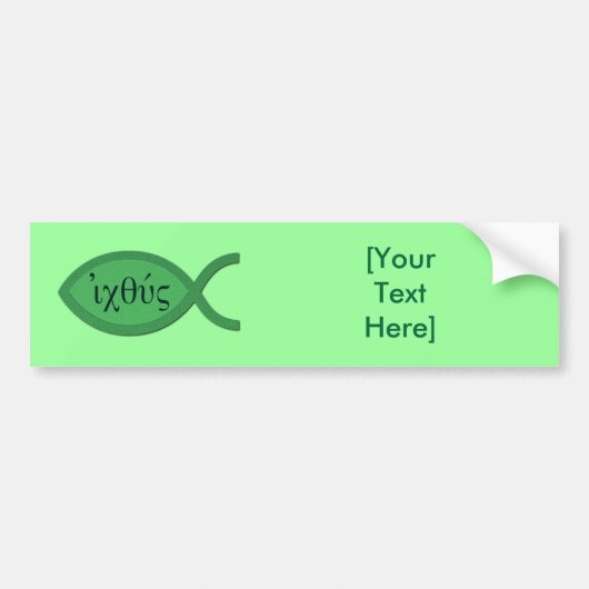 IXOYE Christelijk Vissymbool - Groen Pergament Bumpersticker (Voorkant)