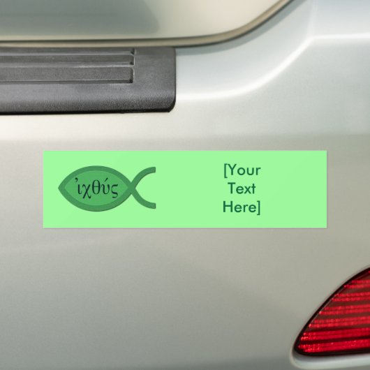 IXOYE Christelijk vissymbool - groen perkament Bumpersticker (Op auto)