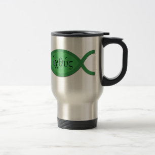 IXOYE Christelijk vissymbool - groen perkament Reisbeker