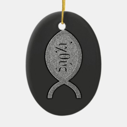 IXOYE Christelijk vissymbool - Steeneffect Keramisch Ornament (Voorkant)
