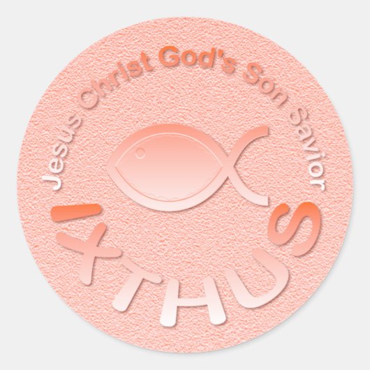 IXTHUS Christelijk vissymbool - KOPER Ronde Sticker (Voorkant)