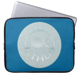 IXTHUS Christelijk vissymbool - SILVER Laptop Sleeve