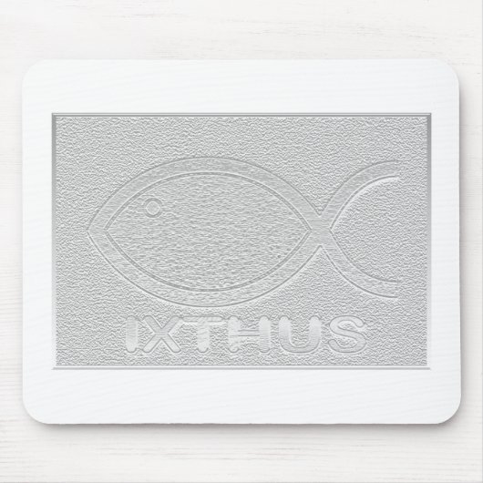 IXTHUS Christelijk vissymbool - Zilver Muismat (Voorkant)
