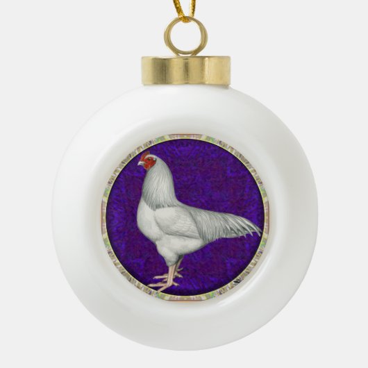 Ixworth Rooster Keramische Bal Ornament (Voorkant)