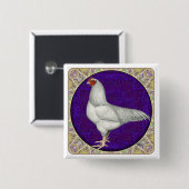 Ixworth Rooster Vierkante Button 5,1 Cm (Voorkant /achterkant)