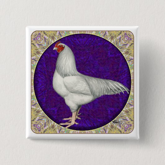 Ixworth Rooster Vierkante Button 5,1 Cm (Voorkant)