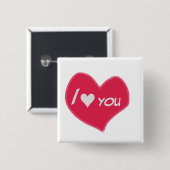 “I🤍You Heart – Cute Romantic Gift Design” Vierkante Button 5,1 Cm (Voorkant /achterkant)