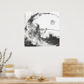 Izanami en Izanagi Zwart-witte speer Poster (Keuken)