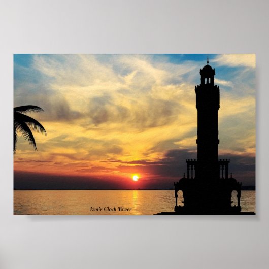 Izmir Clock Tower, Sunset Turkey Poster (Voorkant)