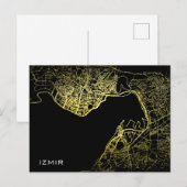 Izmir Gold Style Art Map Briefkaart (Voorkant / Achterkant)