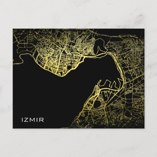 Izmir Gold Style Art Map Briefkaart (Voorkant)