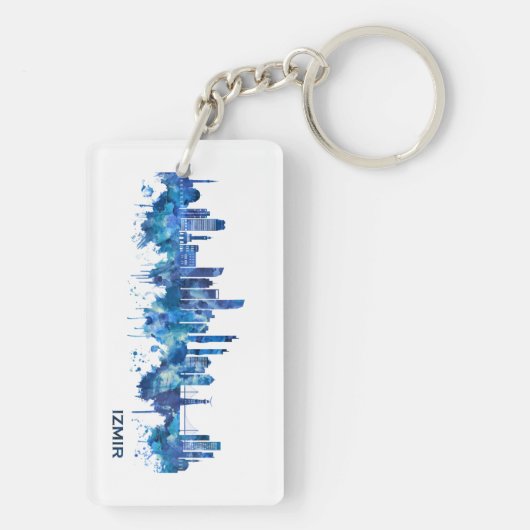 Izmir Turkey Skyline Blue Sleutelhanger (achterkant)